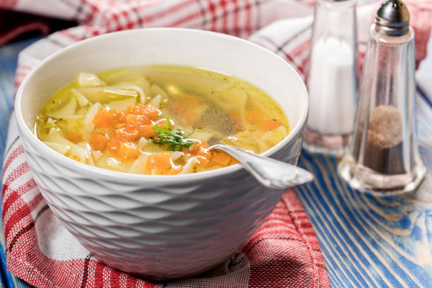 istock Broth - chicken soup in a bowl. 1185234737