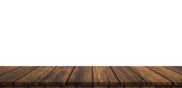 istock Empty wood table on isolate white background and display montage with copy space for product. 1185235002
