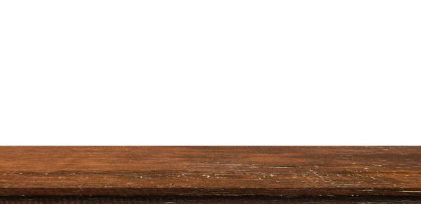 istock Empty wood table on isolate white background and display montage with copy space for product. 1185235019