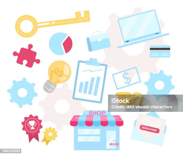 Business Model Flat Vector Illustration Retailing Process Managing ...