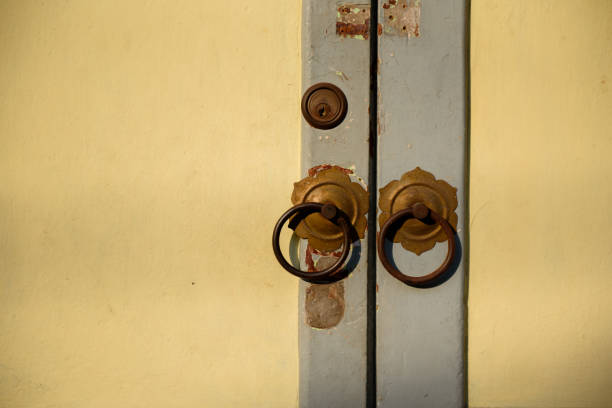 istock Ancient door knocker and door lock 1185240247