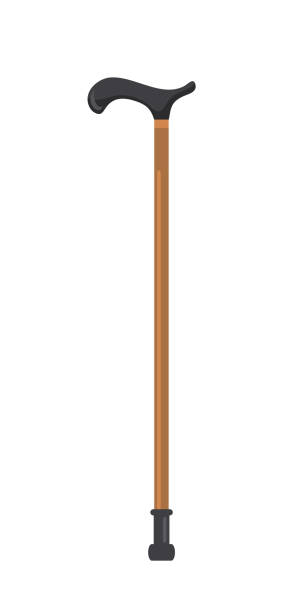 Cartoon flat pair of quad cane isolated on white Cartoon flat pair of quad cane isolated on white. Mobility aids for rehabilitation after injury. Medical equipment for elderly or handicapped people and person with diseases. Vector illustration aids walk stock illustrations