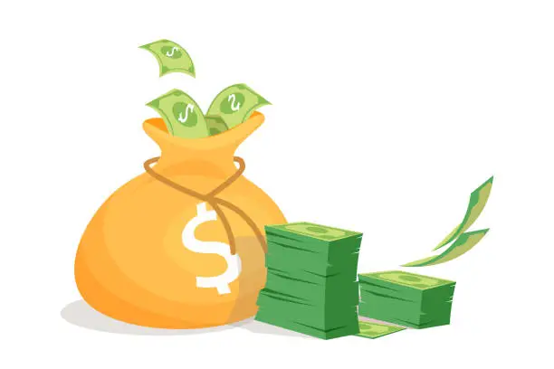 Vector illustration of Money bag flat vector illustration