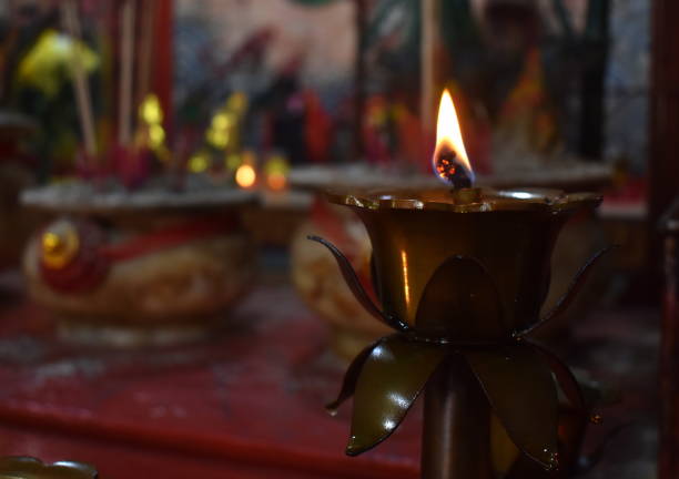 istock Oil candle burning at a Chinese temple 1185243402