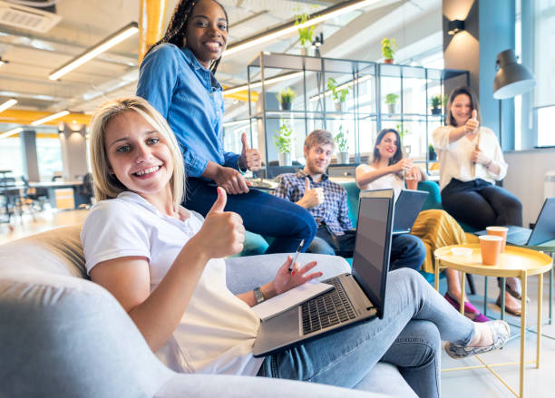 istock Young coworkers in modern office 1185244628
