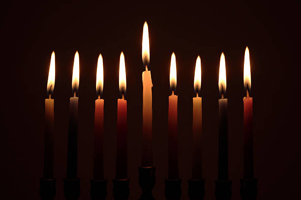 Hanukkah de velas - foto de acervo