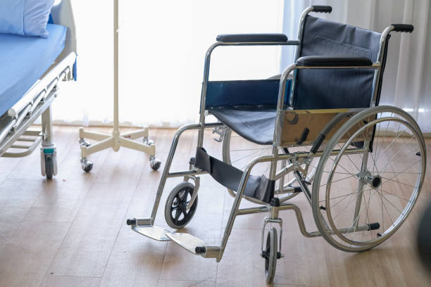 istock Medical theme: a wheel chair in a hospital. 1185246341