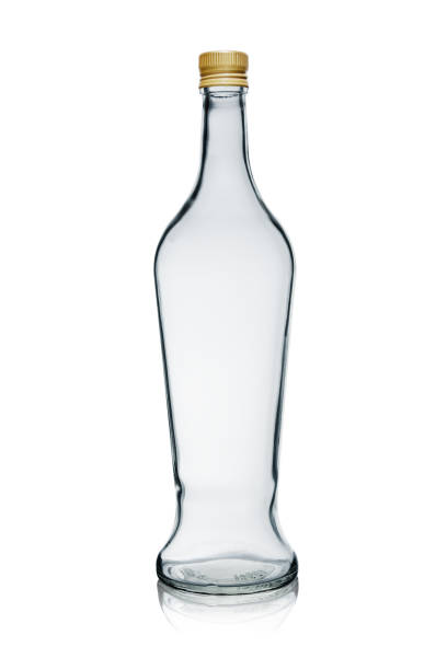 istock Empty glass bottle with lid. Isolated on white background with reflection 1185247917