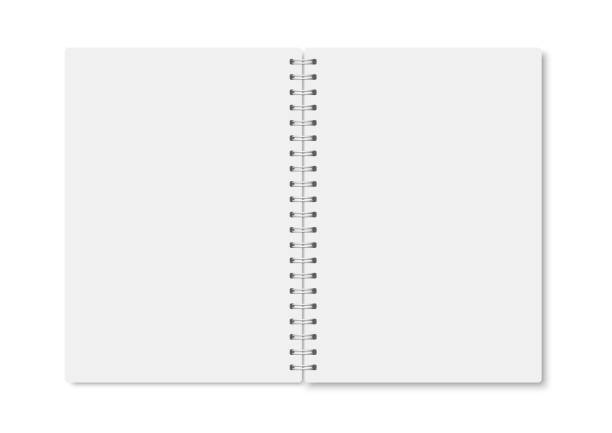 影で開いた白いリアルなa5ノートブック - spiral notebook spiral ring binder blank点のイラスト素材／クリップアート素材／マンガ素材／アイコン素材