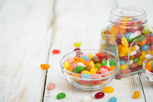 istock Jelly beans in the glass bowl and jar 1185253000