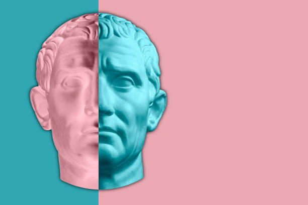 istock Contemporary art concept collage with antique statue head in a surreal style. Modern unusual art. 1185253721