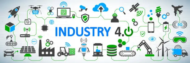 Vector illustration of Industry 4.0 infographic concept factory of the future – vector for stock