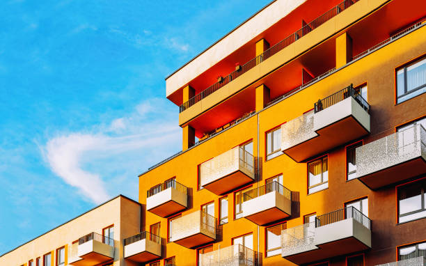 istock Part in Modern residential flat with apartment building exterior 1185256630