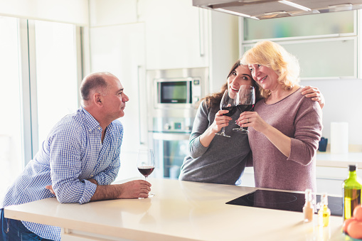 Picture of people drinking wine at home