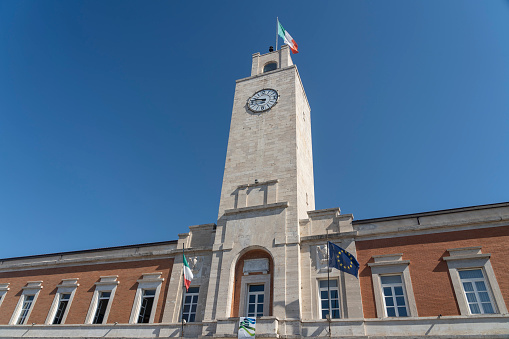 Latina, Italy - June 29, 2019: Latina, Lazio, Italy: Palazzo del Comune, townhall in rationalist style