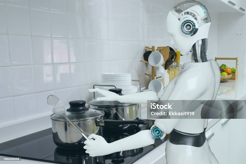 Krigsfanger Bore Trivial Cooking Robot Artificial Intelligence To Cook Food In Futuristic Concept  Stock Photo - Download Image Now - iStock