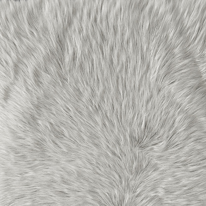 White wool rug closeup on white background. 3D rendering
