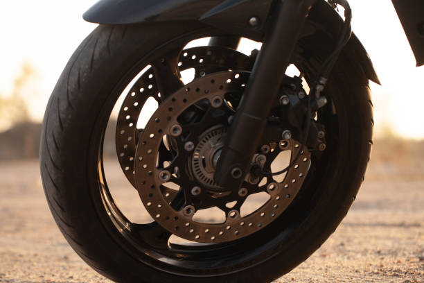 istock One black motorcycle in the desert. 1185260929