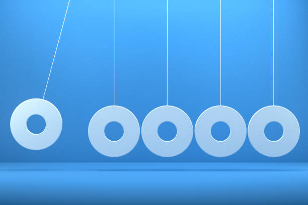 3d rendering of Newton's Cradle, Balance Rings, pendulum. Leadership teamwork concept.