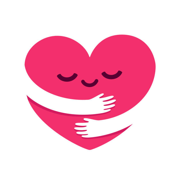 illustrazioni stock, clip art, cartoni animati e icone di tendenza di amore te stesso cuore abbraccio - abbraccio