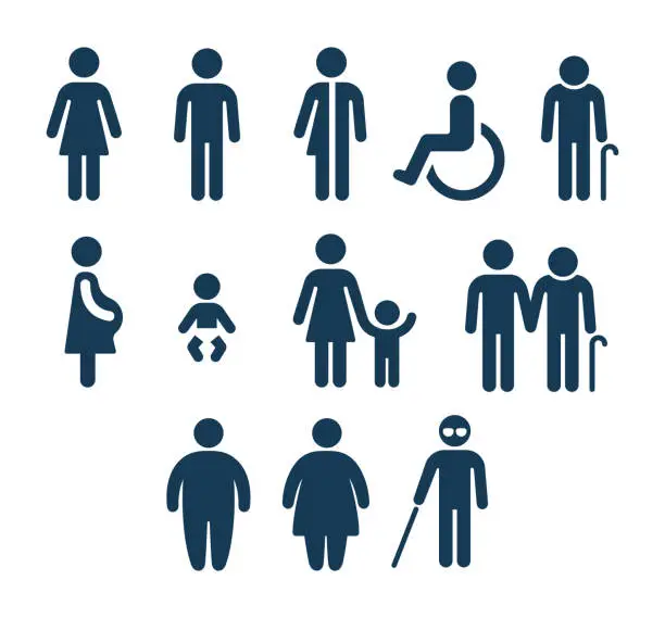 Vector illustration of Bathroom and medical people icons