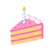 istock Birthday cake slice with candle 1185263825