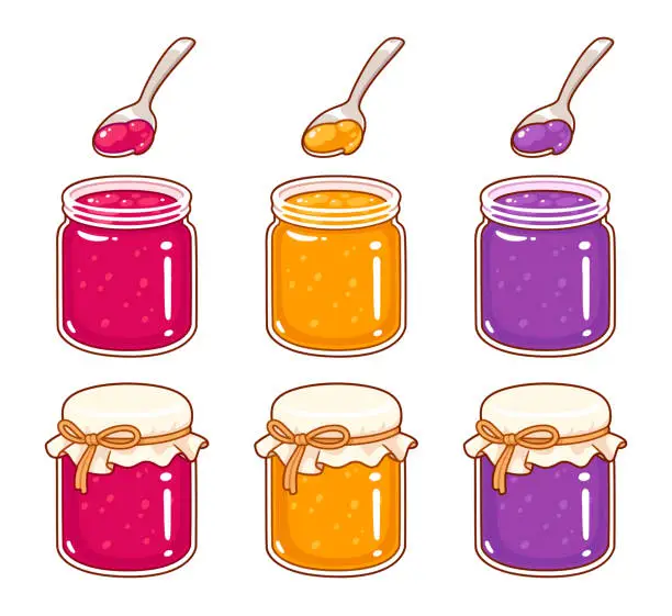 Vector illustration of Cartoon jam set