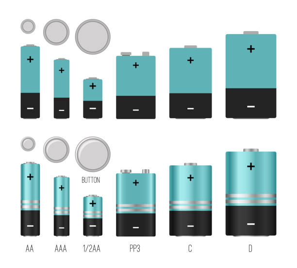 illustrations, cliparts, dessins animés et icônes de illustration de taille de batterie - batterie