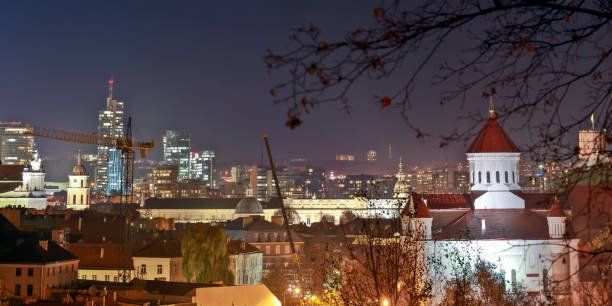istock Vilnius city skyline at night 1185268075