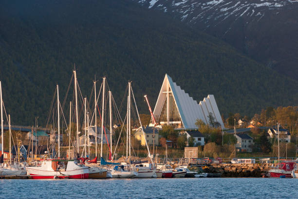 famous artic sea chapel in Tromsoe in mid summer light, northern Norway, Scandinavia, Europe