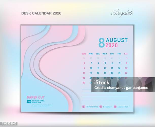Template Desk Calendar 2020 Tentang Latar Belakang Abstrak Potongan
