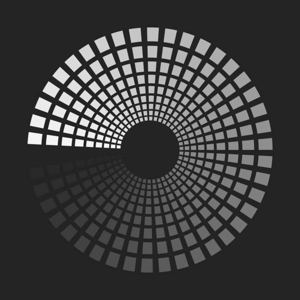 concentric dashed circles. rectangle geometric shapes with different grayscale. abstract tunnel. concentric dashed circles. rectangle geometric shapes with different grayscale. abstract tunnel. vector background. illusion lighting stock illustrations
