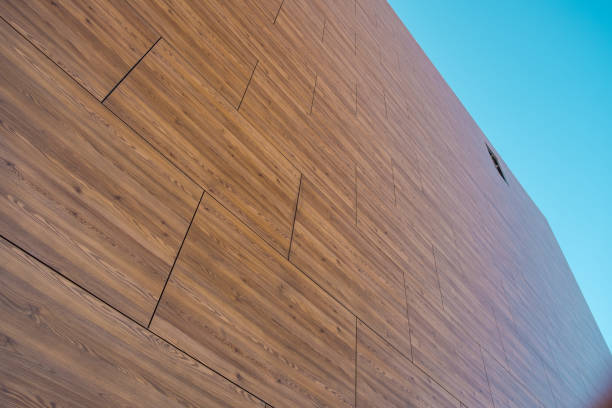 istock Facade covered with wooden boards 1185276823