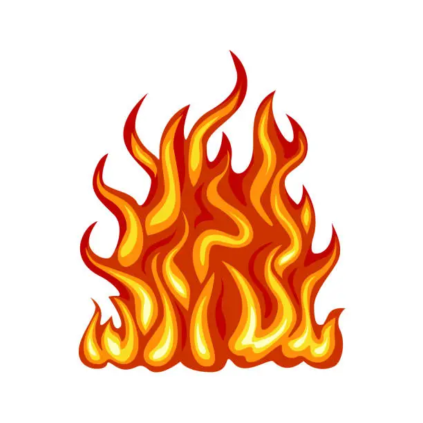 Vector illustration of Fire isolated on white background. Bonfire icon. Vector illustration in simple cartoon flat style.