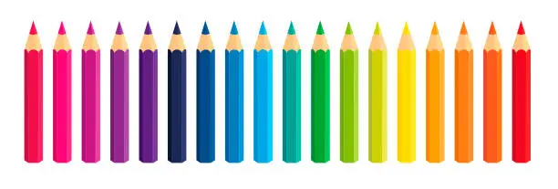 Vector illustration of Set of colored pencil