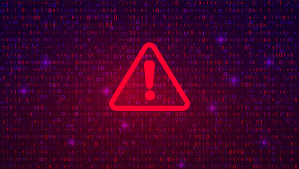 Abstract Technology Binary Code Dark Red Background. Cyber Alert vector art illustration