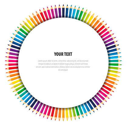 Vector banner collection crayons colored pencil loosely arranged with space for write text
