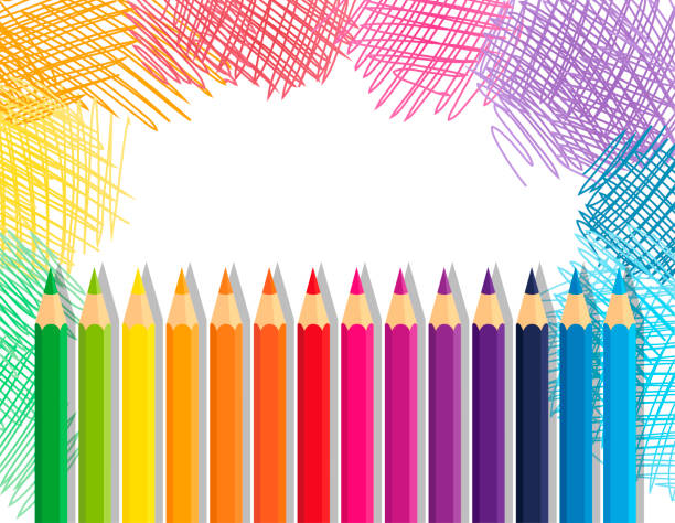 ilustrações de stock, clip art, desenhos animados e ícones de illustration of a color pencils frame with space for text. - colour pencil