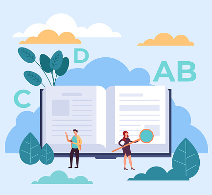 Dictionary Electronic Open Book Concept Vector Flat Graphic Design ...