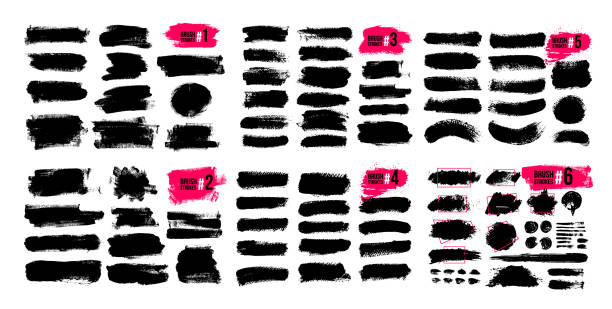 Mega set of brush strokes. Paintbrush, grunge design elements. Rectangle text boxes. Round speech bubbles Thin dirty distress texture banners. Grunge painted badges. Ink splatters. Vector illustration Mega set of brush strokes. Paintbrush, grunge design elements. Rectangle text boxes. Round speech bubbles Thin dirty distress texture banners. Grunge painted badges. Ink splatters. Vector illustration brush stock illustrations