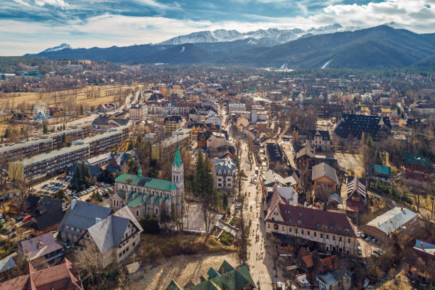 Veduta aerea dei monti Zakopane e Tatry - foto stock