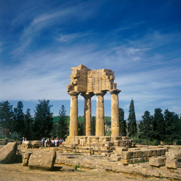 Ruins of the Canstor and Pollux temple.Sicily,Italy stock photo