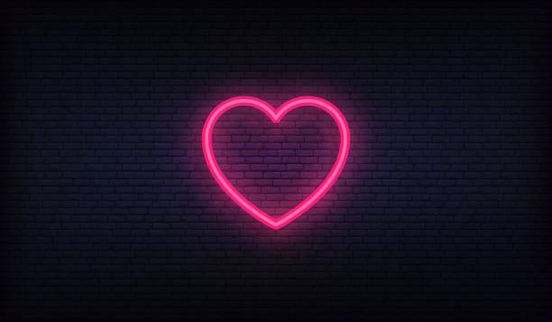 istock Heart neon sign. Glowing bright red heart signboard 1185295925