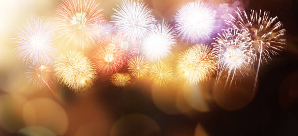 istock fireworks New Year banner with space for text 1185299184