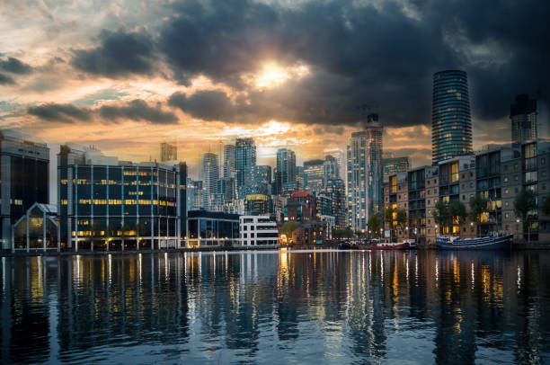 istock Canary Wharf view at sunset. London, UK 1185304058
