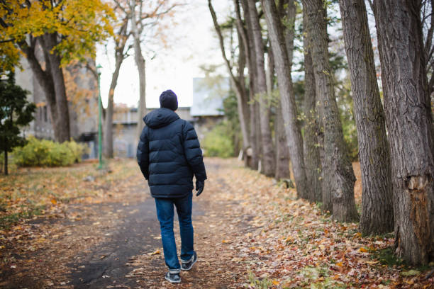 one mature man only, 50-59 years, autumn leaf color, Montréal, Canada