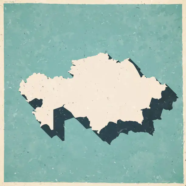 Vector illustration of Kazakhstan map in retro vintage style - Old textured paper