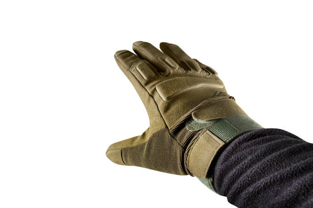 istock Isolated hand palm in tactical gloves. 1185309987