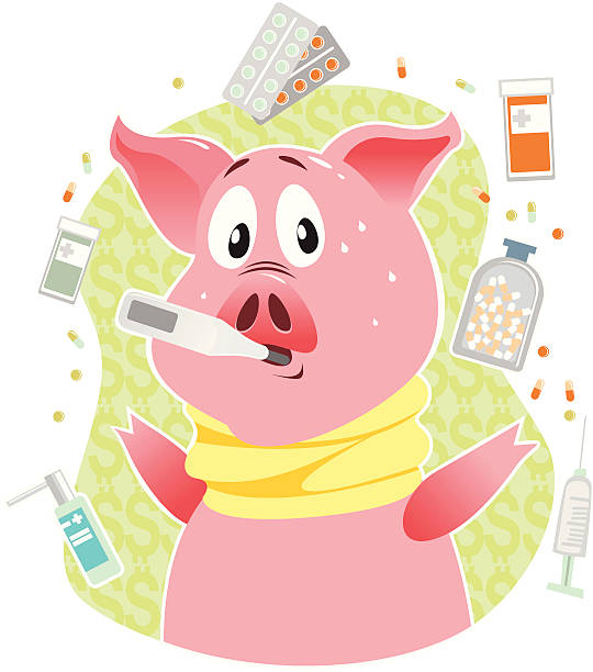 돼지 독감 - flu virus russian influenza swine flu virus stock illustrations