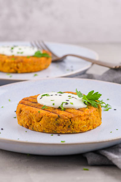 istock Grilled veggie burgers with chickpeas and vegetables 1185311960